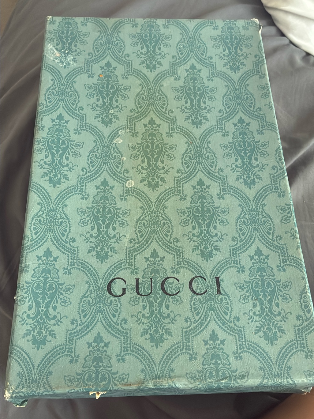 Gucci Teal Damask Patterned Gift Box